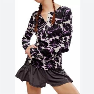 Free People Movement rally printed layer long sleeve shirt garden floral lilac